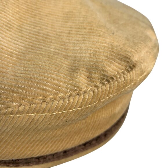 Vtg Aegean Greek Fisherman Cap Tan/Brown Cotton Corduroy Hat Silk Inlay One Size - Picture 4 of 10